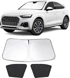 3PCS Car Window Shades Front Windshield Sun Shade Foldable Window Shade Custom Fit for 2019-2024 Audi Q5 Accessories Car Shades for Front Windows Anti-UV Rays Block Heat