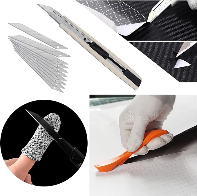 NEWISHTOOL Pro Vinyl Wraps Applicator Tool Kit Window Tint Film Car Wrapping Tools Includes 164Ft Knife Less Tape, Felt Squeegee, Plastic Scraper, Wrap Knife and Blades, Magnet Holders (NT026-A)