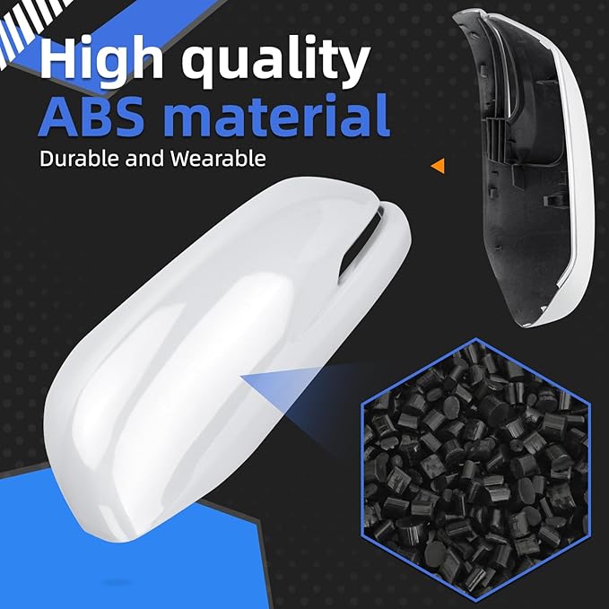 Driver Side Mirror Cover Replacement for Honda CRV 2017 2018 2019 2020 2021 2022 - Left Side Mirror Covers, Rear View Mirror Cap Accessories White, With Lamp