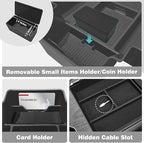 BestEvMod 2PCS Center Console Organizer Trays Fit for Chevrolet Silverado EV 2026 2025 2024 Pickup Armrest Storage Box ABS Material with PVC Trim Not Fit ICE or RST Models (Top + Bottom)
