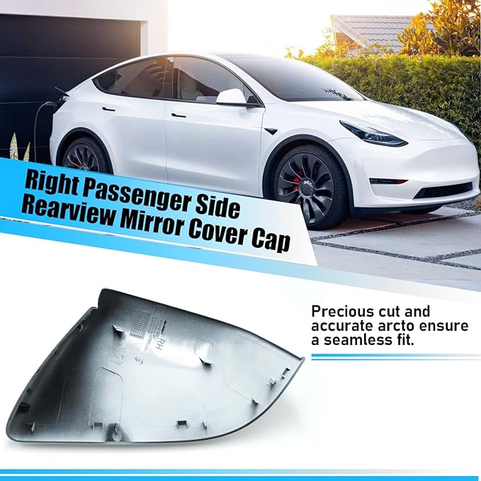 Jaronx Compatible with Tesla Model Y Side Mirror Cover Replacement 2020 2021 2022 2023 2024, Right Passenger Pearl White Door Rearview Mirror Cover Caps, for Tesla Model Y Accessories