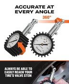 Tire Pressure Gauge - (0-60 PSI) Heavy Duty, Certified ANSI Accurate with Large 2 Inch Easy to Read Glow Dial, Low - High Air Pressure Gauge. Tire Gauge for Car and Trucks Tires by Vondior