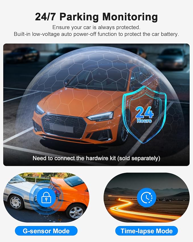 Dash Cam Front and Rear, 4K FHD Dual Dash Camera for Cars Built-in 5G WiFi GPS, 64GB Card Included, Car Camera with 3" IPS To