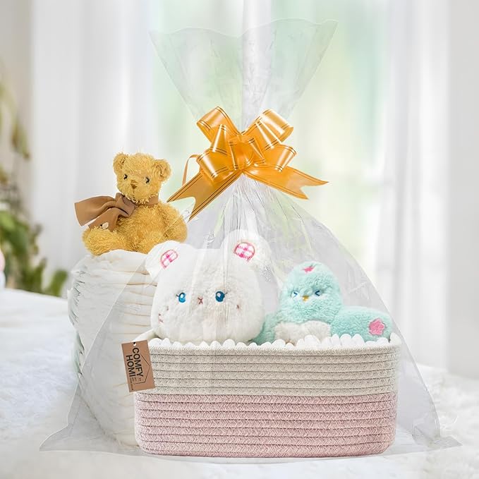 COMFY-HOMI 11.5"x7.5"x4.7" Storage Baskets for Organizing | Cotton Rope Woven Basket | Toy Storage Bin Box | Basket for Shelv