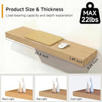 INHABIT UNION Oak Floating Shelves Set of 2，35.43in Wall Mounted Display Ledge Shelves for Bedroom, Bathroom, Living Room and