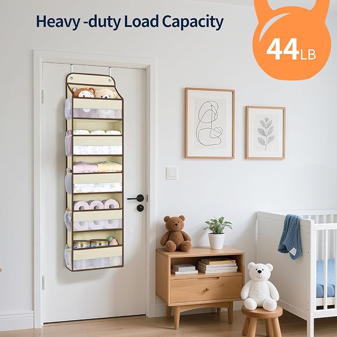 Yecaye Over The Door Organizer Storage, 5-Tier Heavy Duty Door Organizers Hanging with 10 Side Mesh Pockets, 44 lbs Load Capa