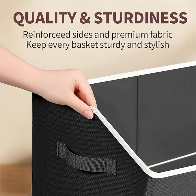 Homsorout Storage Bins for Shelves - Large Trapezoid Closet Shelf Organizer, Fabric Organization Bins with Handles, Storage B