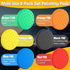 6 Pcs 7.5 Inch Buffing Pads, Polishing Pad for 7 Inch 180mm Backing Plate Compound Buffing Sponge Pads Cutting Polishing Pad Kit for Car Buffer Boat Polisher Compounding, Polishing & Waxing