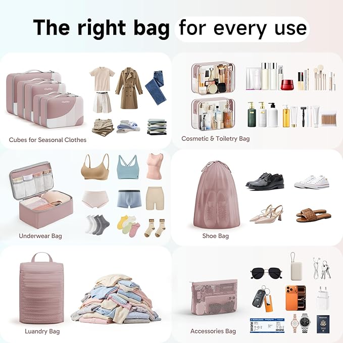 11 Set /9 Set Packing Cubes for Travel,Gifts for Women Mom Kids,TSA Approved Bags for Makeup, Cosmetic, Toiletry,Organizers f