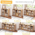 NELYE 6 Cube Organizer Bookcase - Fabric Storage Bins Container, Open Shelf Simple Compartments Bookshelf, Oak