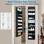 SLEEPING LAMB 2 Pack Narrow Over The Door Shoe Organizer with 8 Large Deep Pockets, Hanging Shoe Rack for Closet Door Storage