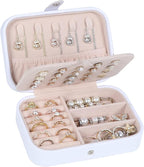 Hatori Travel Jewelry Box, PU Leather Small Jewelry Organizer for Women Girls, Portable Mini Travel Case Display Storage Hold