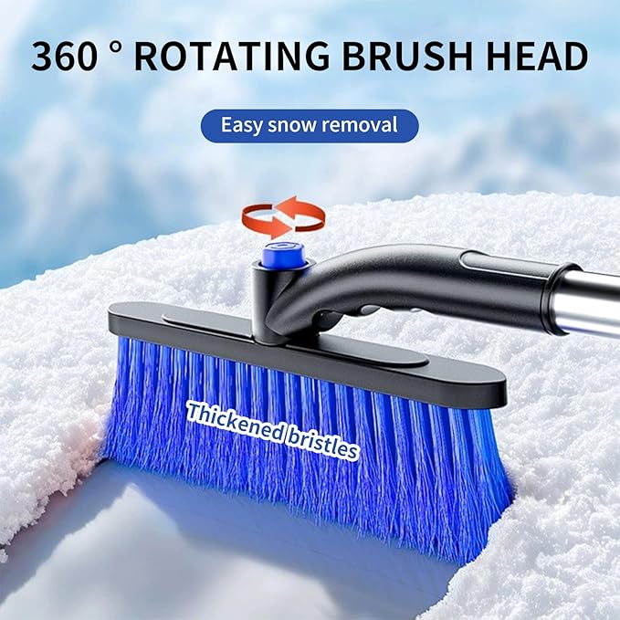 31.5" Snow Brush & Ice Scraper for Car Windshield, 3 in 1 Extendable Snow Brush with Squeegee, Detachable Snow Removal Tool with Comfortable Ergonomic Foam Grip for Cars, Suvs, Trucks, RVs