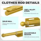 Valet Rod for Closet Retractable, 13.4"-23.2" Pull Out Clothes Hanger Rail, Heavy Duty Alloy Steel Side Mount Wardrobe Bar, A