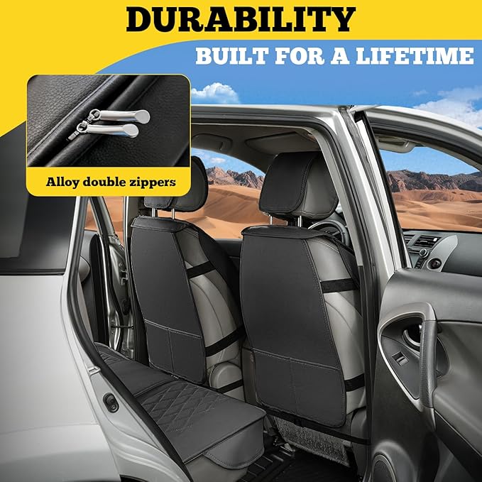 LINGVIDO Car Seat Covers Full Set (5 Seats) - Premium Perforated Nappa Leather, Waterproof Shield, Omni-Adapt Fit SUVs Sedans