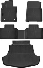 Auxko All Weather Floor Mats Cargo Mat Fit for Toyota Camry 2025 2026 Include Hybrid LE/SE/XLE/XSE TPE Liners Camry Accessories All Season Guard Odorless Anti-Slip Floor Mats Cargo Liner Black