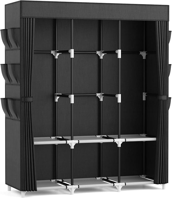 VTRIN Portable Closet for Hanging Clothes 52 Inch Wide Portable Wardrobe Closet with Cover, 6 Storage Shelves and 3 Hanging R