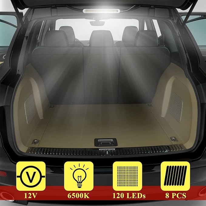 Tallew 8 Pcs 12 Volt LED Strip Lights 12v RV Lights Interior Bar 120LEDs 1500LM Enclosed Boat Trailer Bar with On/Off Switch for Van Cargo Truck Lorry Camper Caravan Motorhome Cabinet