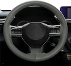 AUTOXBERT 38cm/15 Inch Genuine Leather DIY Steering Wheel Cover Soft Hand Sewing On Wrap Cover with Needles Thread fit for VW