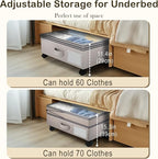 2 Pack Under Bed Storage with Wheels- Adjustable Underbed Rolling Storage Organizer Containers for Clothes and Shoe, 72L Larg