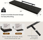 Dreamland 36 Inch Long Floating Shelves in Black,8 Inch Deep Floating Shelf for Wall,Large Display & Storage Shelf, Wall Shel