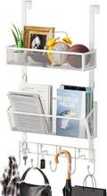 HapiRm Over Door Hook with 2 Mesh Baskets and 9 Hooks, 304 Stainless Steel No Drilling Over The Door Hanger, Storage Organize