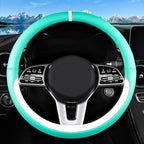 Car Leather Steering Wheel Cover - Panapi Material, Universal 14.5-15 Inch Leather Anti-Slip Breathable Auto Steering Wheel C