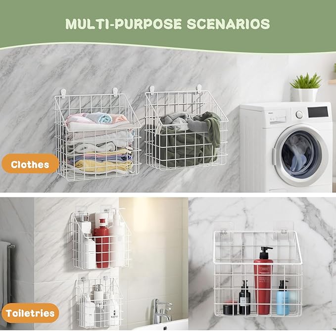 2 Pack Bath Toy Storage Organizer Basket, Large Metal Bathtub Toy Holder, Wall Mounted Hanging Shower Basket, Bath Toy Organi