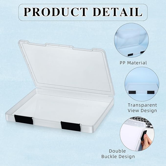 PerKoop 6 Pcs Clear Paper Storage Box A4 Plastic File Box Document Paper Organizer Storage Board Game Project Cases Container