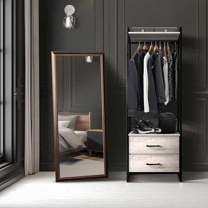 Sorbus Clothing Rack with Drawers - Clothes Stand Dresser - Wood Top, Steel Frame, & Fabric Drawers - Tall Closet Storage Org
