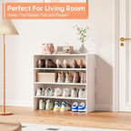 2 Pack Expandable White Shoe Rack Organizer for Closet, 2-Tier Stackable Shoe Storage Shelf, Small Iron Wood Combination Shoe