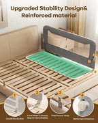 Foldable Bed Rail for Toddlers, 59in Reinforced Carbon Steel Frame&Connectors, Breathable Cationic Fabric, Safety Toddler Bed