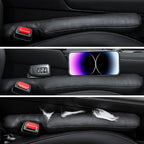 Urehepo 2 pcs Leather Car Seat Gap Filler Organizer, Interior Car Accessories to Stop Things from Dropping for Car SUV Truck Camper, Fill The Gap Between Seat and Console - Black