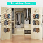 HapiRm Over Door Hat Rack - 2 Packs Wall Mounted Hat Holder with 6 Hooks and Metal Basket Design, Baseball Cap Organizer Stor