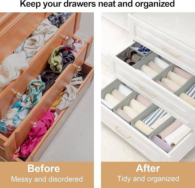 Fordonral Drawer Organizer Clothes, Foldable Fabric Dresser Organizer Closet Organizers and Storage Box for Underwear,Folded 