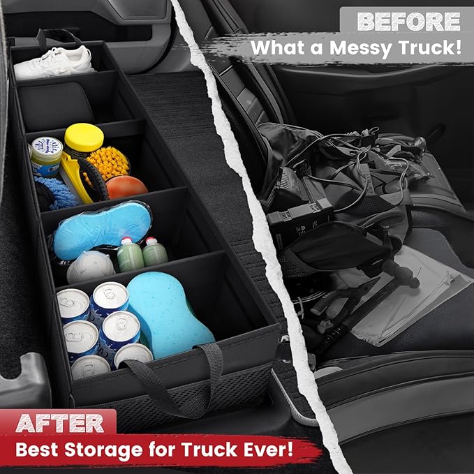 Chevrolet Silverado 1500 2500 /GMC Sierra 2011-2025 Truck Under Bench Seat Storage with Removable Divider 600D Oxford Cloth,