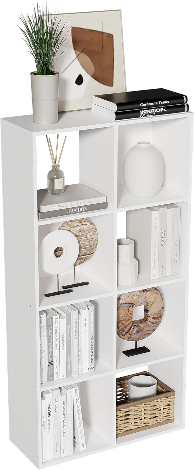 Cube Storage Organizer,Cubby Bookshelf,Wood Organizer with Open Back,Cube Bookcase for Home Office Living Room (White, 8-Cube
