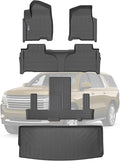 Floor Mats & Trunk Mat for Chevrolet Tahoe 2021-2024 2025-2nd Row Bucket Seat(7 Seats Version) &GMC Yukon（Not Fit XL,TPE All Weather Protection Car Floor Liners for Chevy Tahoe