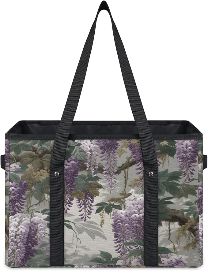 Reusable Grocery Bags Heavy Duty Shopping Bags Foldable Large Tote Bags with Long Handles & Hard Bottom
