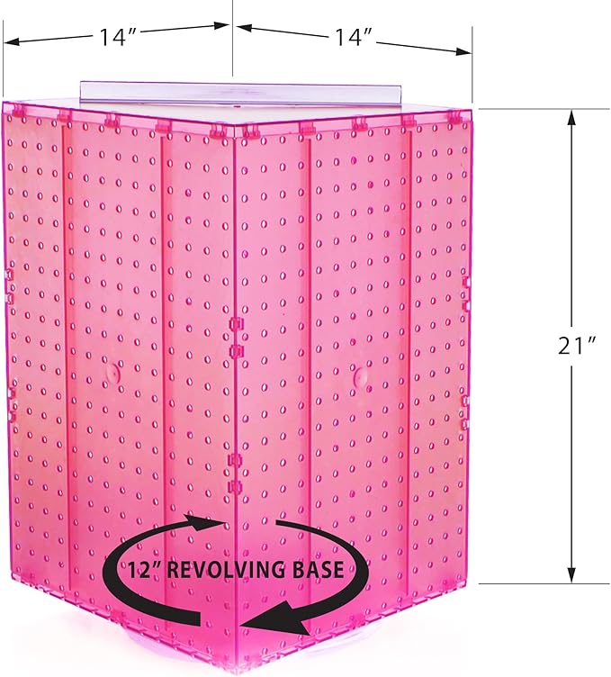 Azar Displays 701414-PNK-4C32 Rotating Countertop Display Kit with Peg Hooks Included, 14 Inches Wide x 14 Inches Deep x 20 I