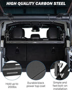 JOYTUTUS Rear Cargo Rack Basket Compatible with Wrangler JL 2018-2023 (Hard-Top Only, Not Fit 2024-2026), 350 LBS Adjustable Height Trunk Interior Luggage Basket Big Storage Carrier, Black