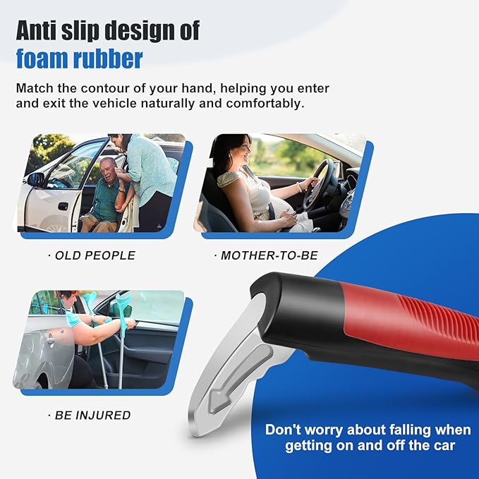 Car Door Handle for Elderly, 2 Pack Car Assist Handles and Straps, Portable Vehicle Support Handle Car Door Assist for Elderl