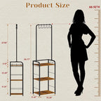 Floor-Standing Purse Organizer for Closet with 5 Hangers & 6 Side Hooks, Tall Purse Rack Stand for Purse Storage, High-Capaci