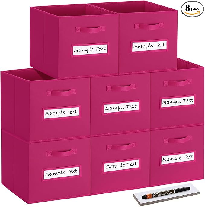 artsdi Fabric storage cubes (8 Pack) 11 Inch Cube Storage Bin, cube organizer bins with 8 Labels Window Cards & a Pen, Foldab