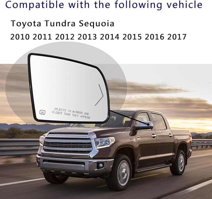 Passenger Side Heated Mirror Glass Replacement For 2008-2017 Toyota Sequoia 2007-2020 Toyota Tundra - for Tundra Sequoia Side Mirror With Rear Holder and Turn Signal