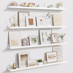 Fun Memories 40 Inch Floating Shelves for Wall - Wall Shelves with Lip Set of 4 - Nursery Bookshelf for Storage - Picture Led