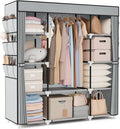 VTRIN Portable Closet Wardrobe for Hanging Clothes 57.3 Inch Large Capacity Clothes Rack with Cover, 10 Storage Organizer She
