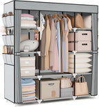 VTRIN Portable Closet Wardrobe for Hanging Clothes 57.3 Inch Large Capacity Clothes Rack with Cover, 10 Storage Organizer She