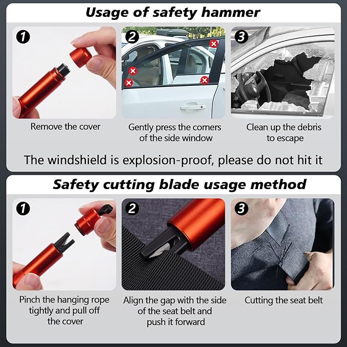 2 Pack Car Window Breaker Seatbelt Cutter Tool Car Seat Belt Cutter and Glass Breaker Safety Hammer Punch Escape Emergency To