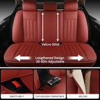 Red Car Seat Covers Full Set, Universal Leather Seat Cover for Cars 5 Seats, Waterproof and Breathable Automotive Seat Cover 